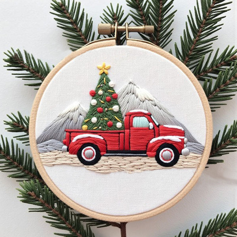 Christmas Red Truck Embroidery Kit