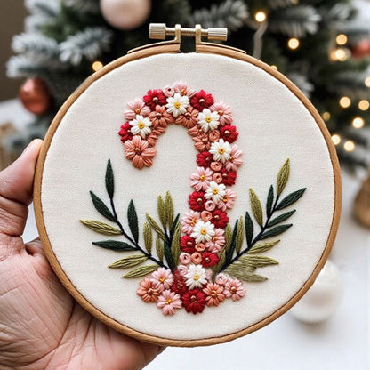 Floral Candy Cane Embroidery Kit