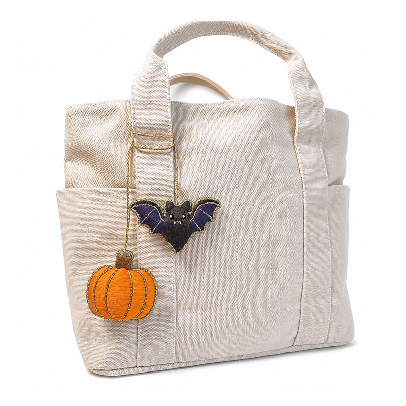 Halloween Pumpkin & Bat Embroidery Bag Charm Kit