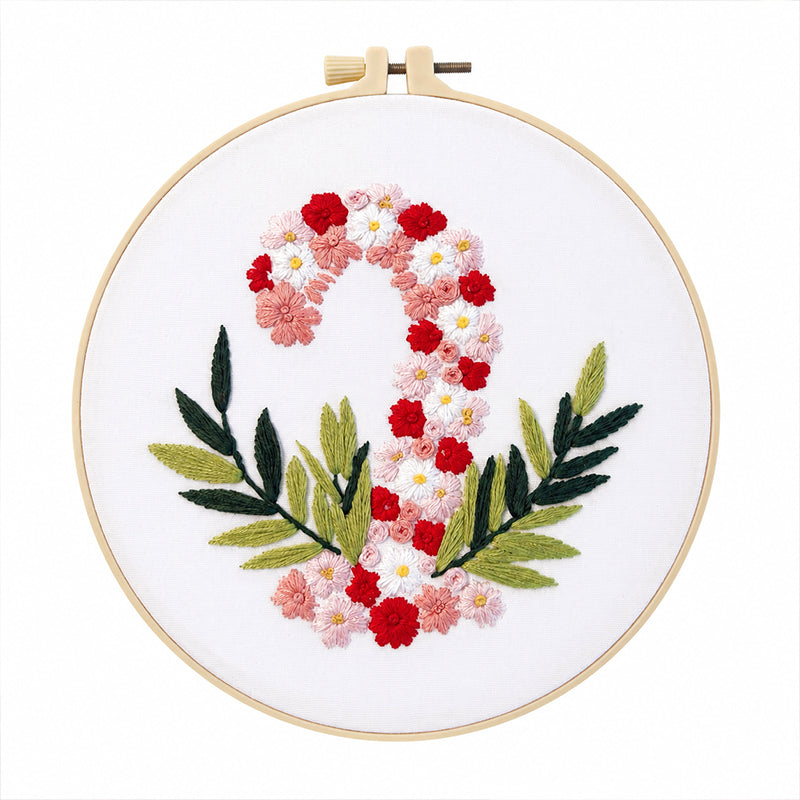 Floral Candy Cane Embroidery Kit