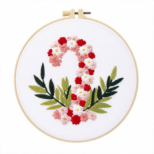 Floral Candy Cane Embroidery Kit