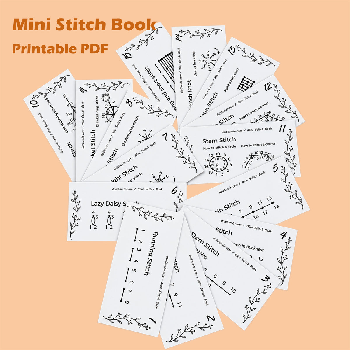 Beginner Embroidery Mini Stitch Book – Printable PDF