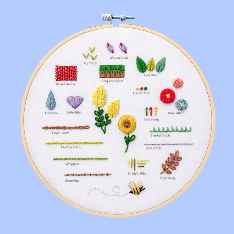18-Stitch Sampler Beginner Embroidery Kit