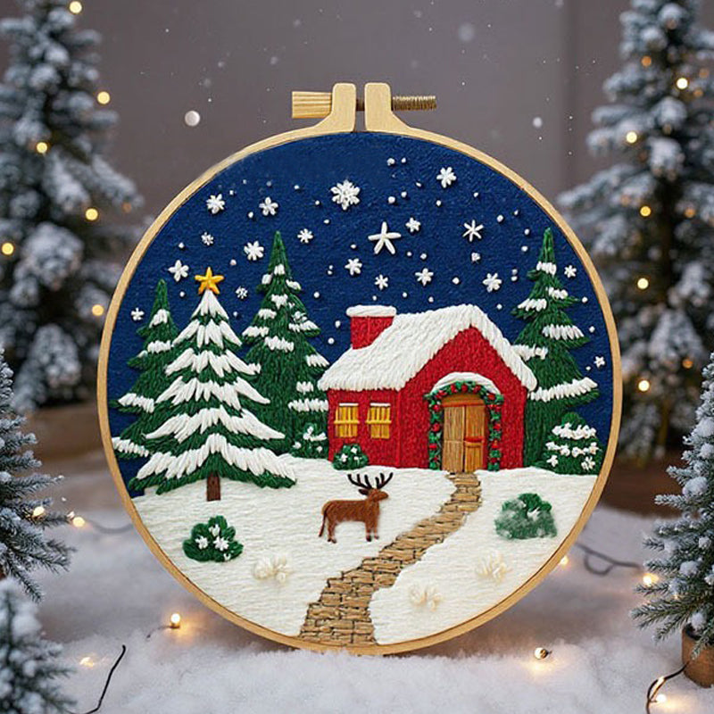 Winter Cabin 3D Embroidery Kit