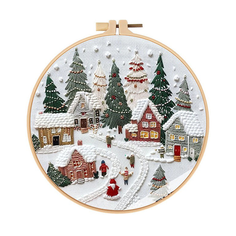 Winter Snow Village 3D Embroidery Kit