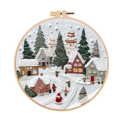 Winter Snow Village 3D Embroidery Kit