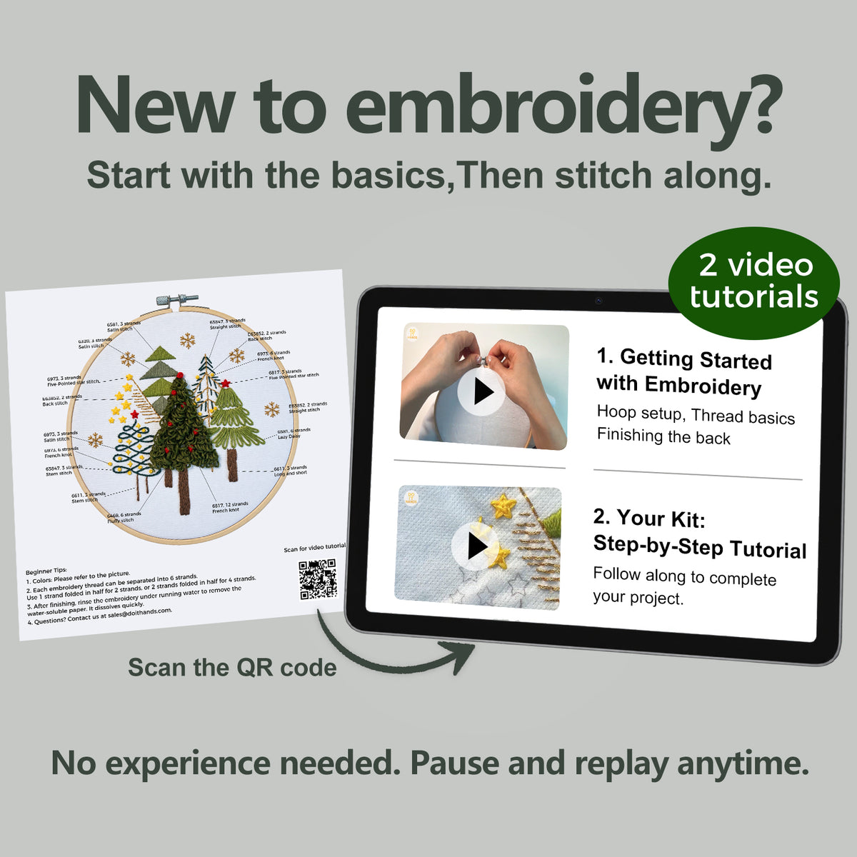 Christmas Tree Beginner Embroidery Kit