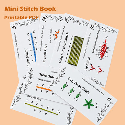 Beginner Embroidery Mini Stitch Book – Printable PDF