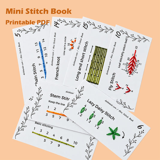 Beginner Embroidery Mini Stitch Book – Printable PDF