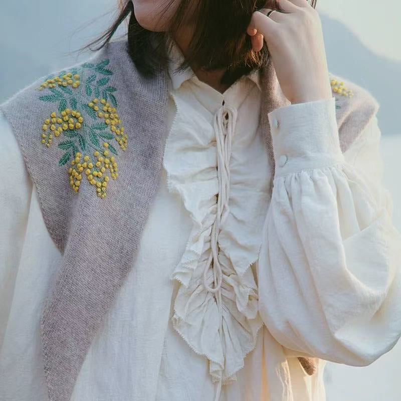 Handmade Embroidered Wool Scarf