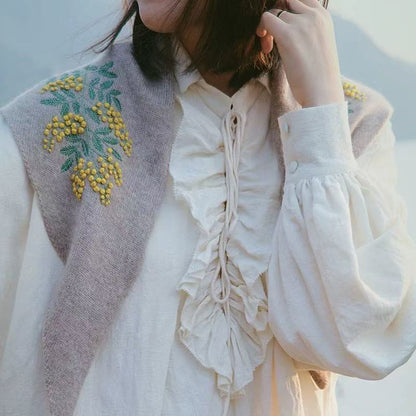 Handmade Embroidered Wool Scarf