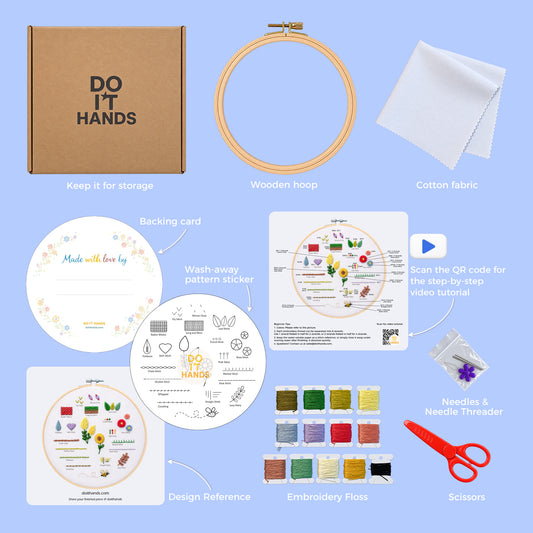 18-Stitch Sampler Beginner Embroidery Kit