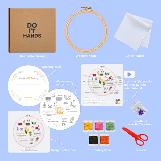 18-Stitch Sampler Beginner Embroidery Kit