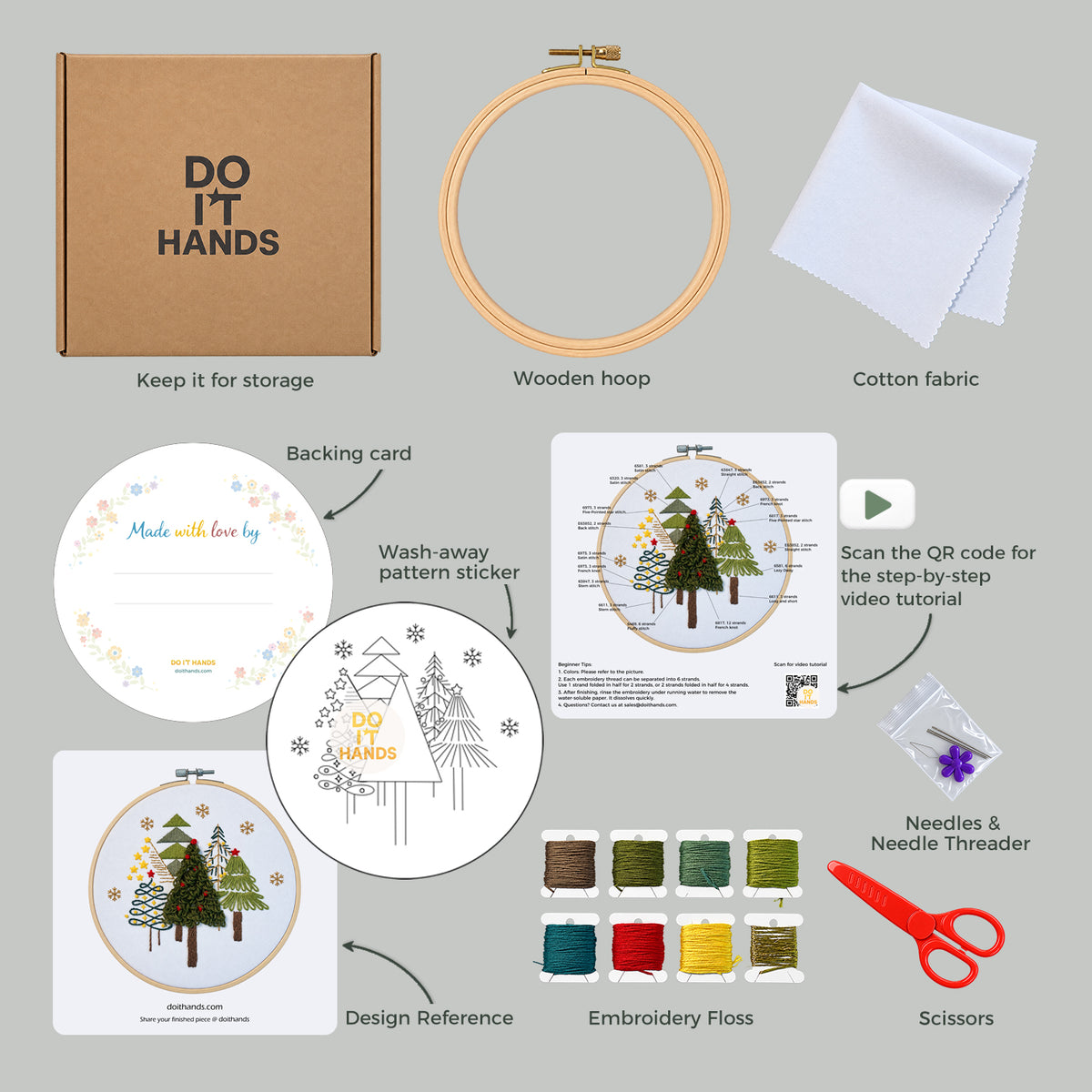 Christmas Tree Beginner Embroidery Kit