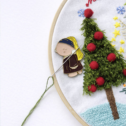 Mona Lisa Inspired Magnetic Needle Minder – Embroidery Accessory
